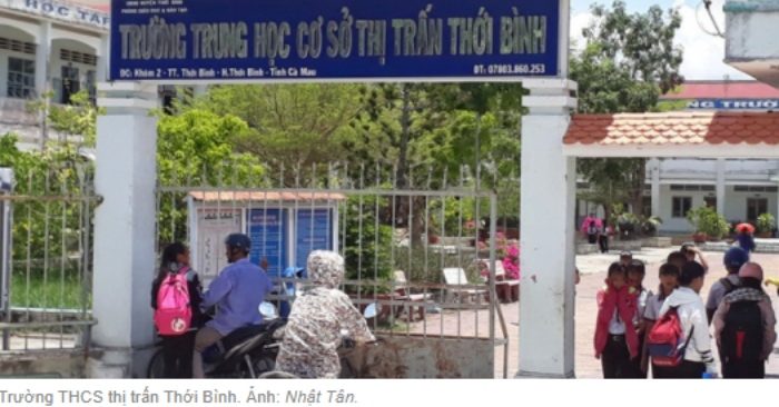 truong THCS thi tran Thoi Binh noi xay ra viec hon 60 hoc sinh buon non ngat xiu